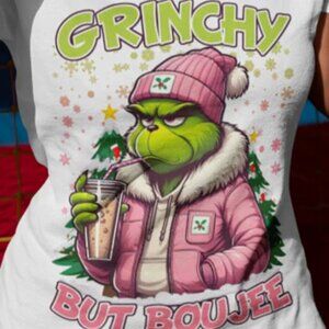 Grinchy But Boujee Christmas Unisex T-Shirt, Funny Holiday Tee, Christmas Shirt,